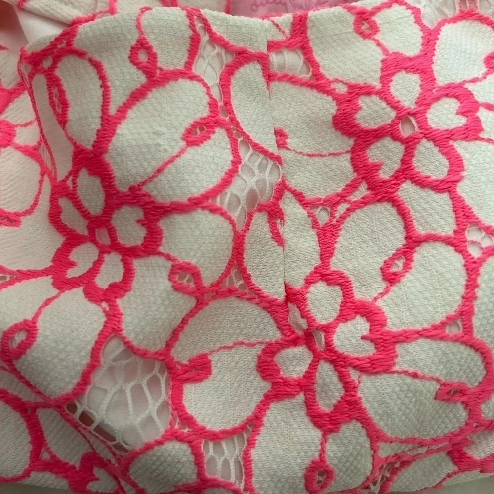 Lilly Pulitzer Hyacinth Fiesta Pink Pique Lace Above Knee Pencil Skirt Size 4 - Picture 7 of 8